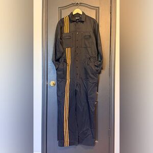 Adidas X Ivy Park Black Jumpsuit with Gold Stripes